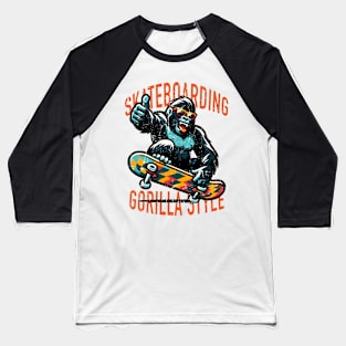 Skateboarding Gorilla Style Baseball T-Shirt